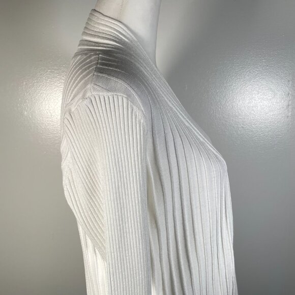 BRCHNY White Ivory Open Front Tight Knit Long Sleeve Cardigan Sweater PL - Picture 11 of 13